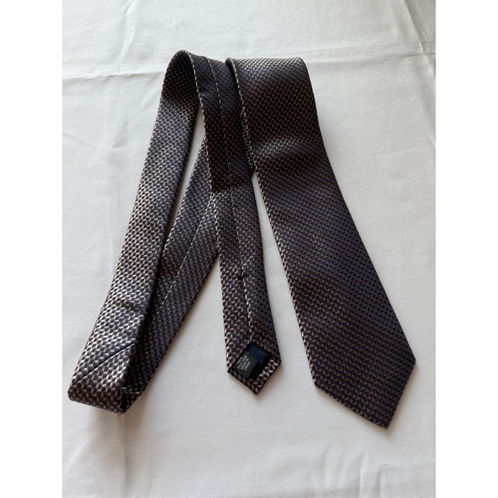 Michael Kors‎ Silk Necktie Brown Blue Geometric Pattern Business